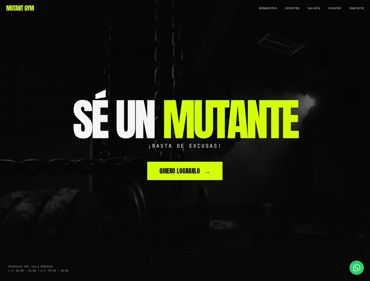 Vista del sitio web de Mutant Gym